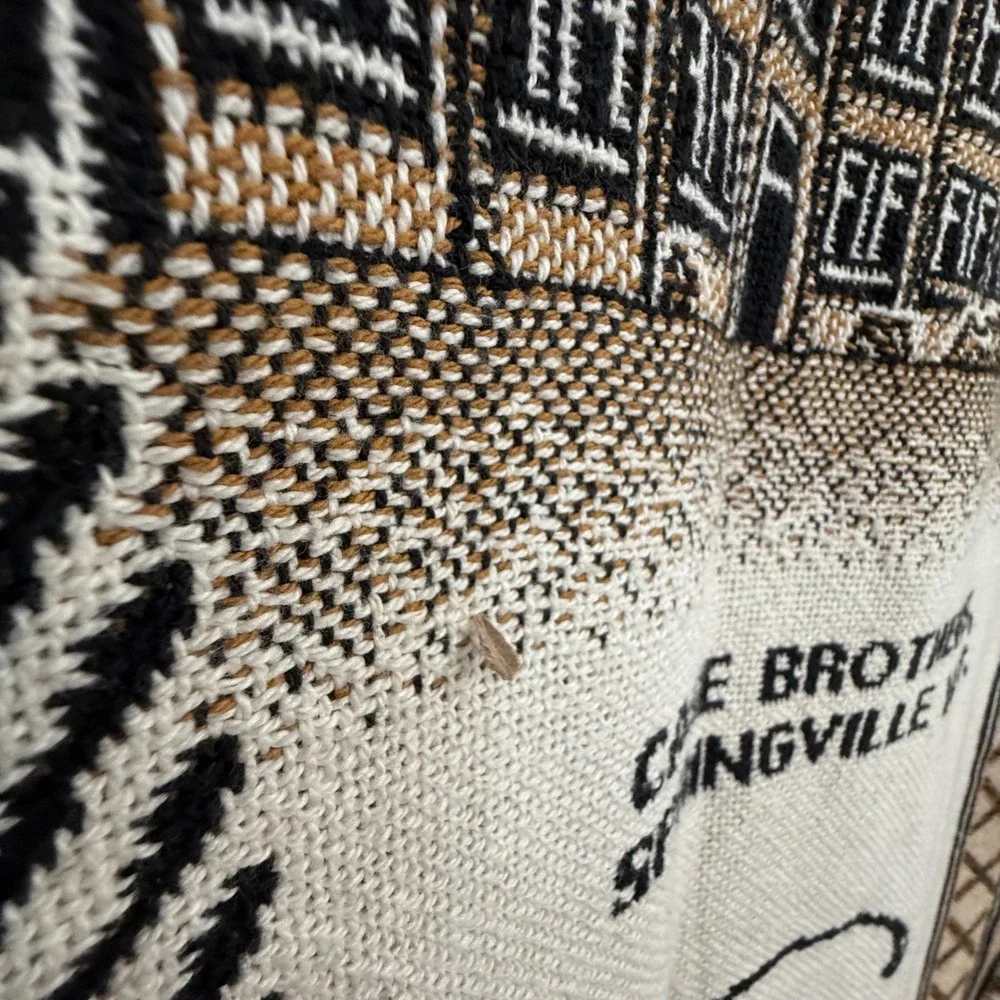 Vintage W.R. Case & Sons Cutlery Co. Woven Tapestry Throw Blanket Souvenir 48x60